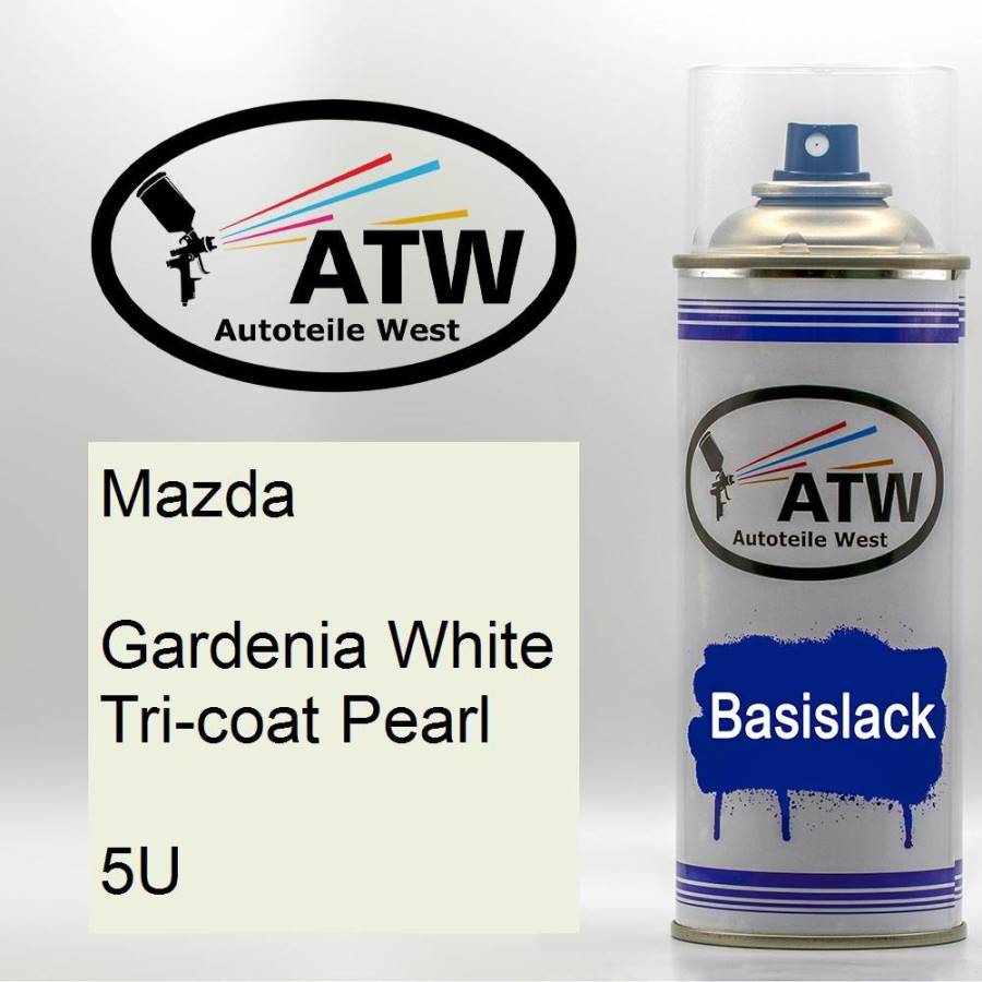 Mazda, Gardenia White Tricoat Pearl, 5U: 400ml Sprühdose, von ATW Autoteile West.